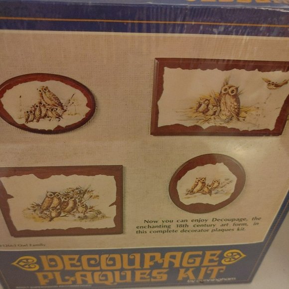 Decoupage Plaques Kit #12663 Owl Family by Cunningham Art Products Made in USA - Picture 2 of 7